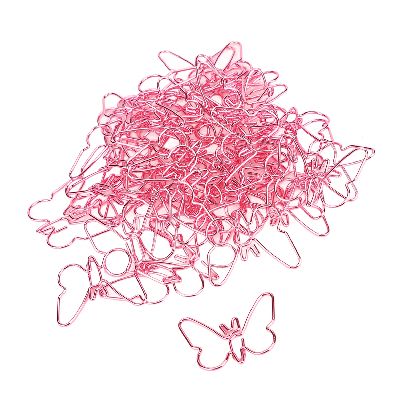 

50Pcs Cute Cartoon Pink Paperclip Creative Butterflies Shape Plating Paperclips For Office Home School