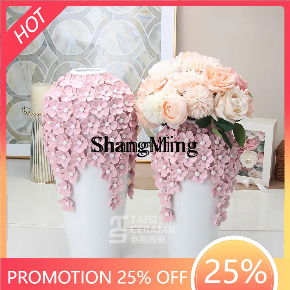 FG  modern home dry vase ceramic hand-pinched three-dimensional flower small floral handicraft ornament