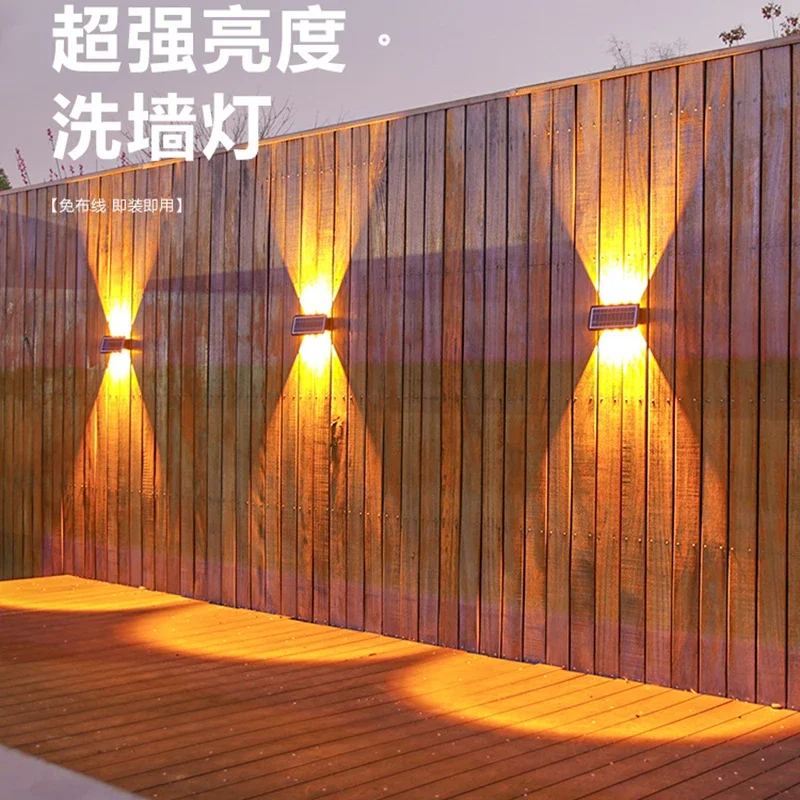 Solar Convex Lens Wall Lamp Wall Washer Light Home Advanced Waterproof Landscape Lamp Villa Courtyard Garden Decorate Wall Lamps