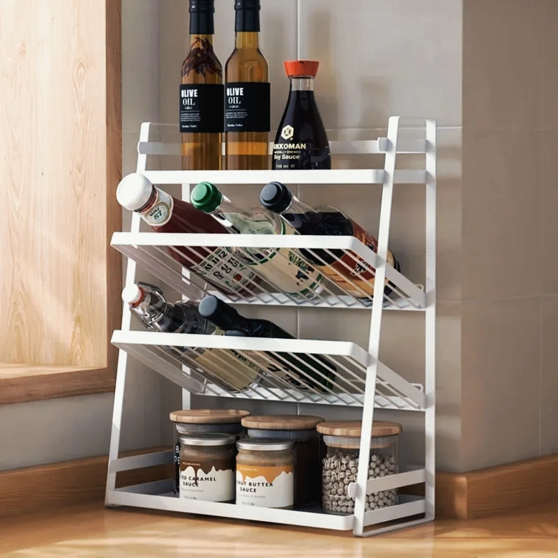 

Seasoning storage rack kitchen condiment organizer soy sauce rack multi-layer countertop storage household spice holder