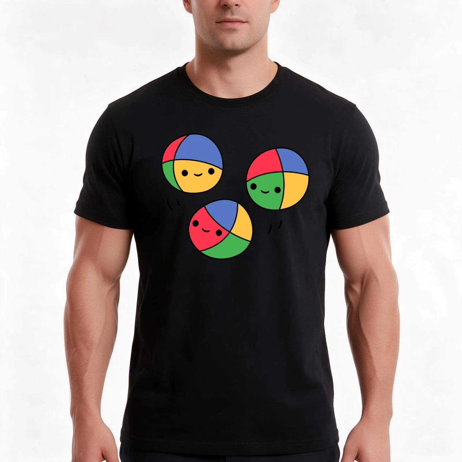 Juggling Balls T-Shirt Summer Casual Cotton Tee Oversized Streetwear Tops Vintage Graphic Print Loose Fit Short Sleeve