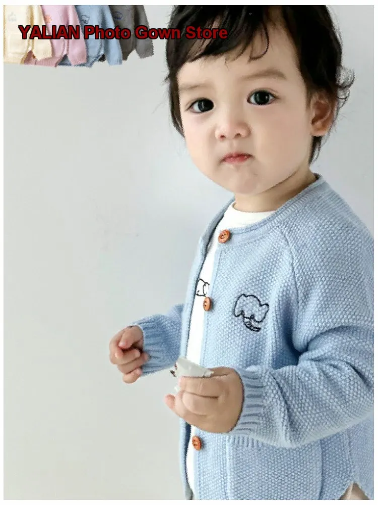 Spring Autumn Cardigan Infant Knit Top Cartoon Pattern Boys Girls Base Layer Top Baby Winter