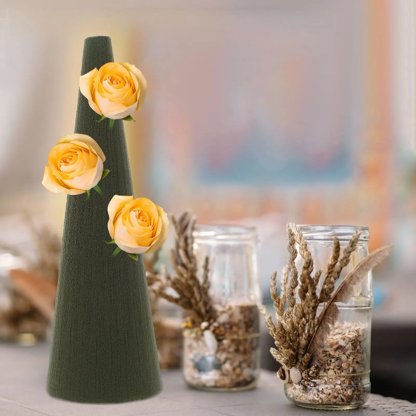 4 Uds. De barroes de flores, forma de cono de árbol de Navidad, barro de flores, Material de arreglo floral en forma de cono DIY, decoración multiusos para fiesta de Navidad