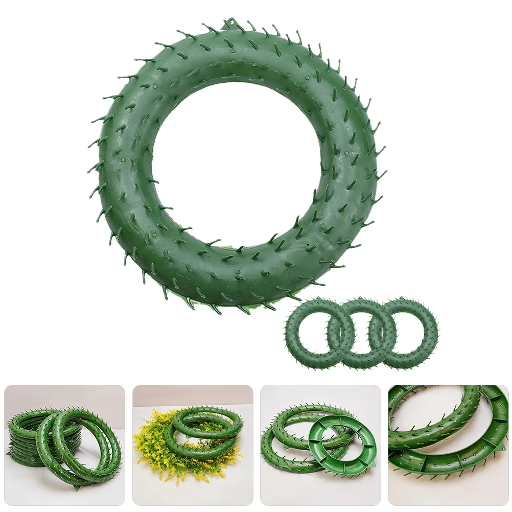 4 Pcs Christmas Plastic Garland Wreath Making Ring Macrame Rings Flower Frame Party Round Shaped Rack Accessories Iron Wire