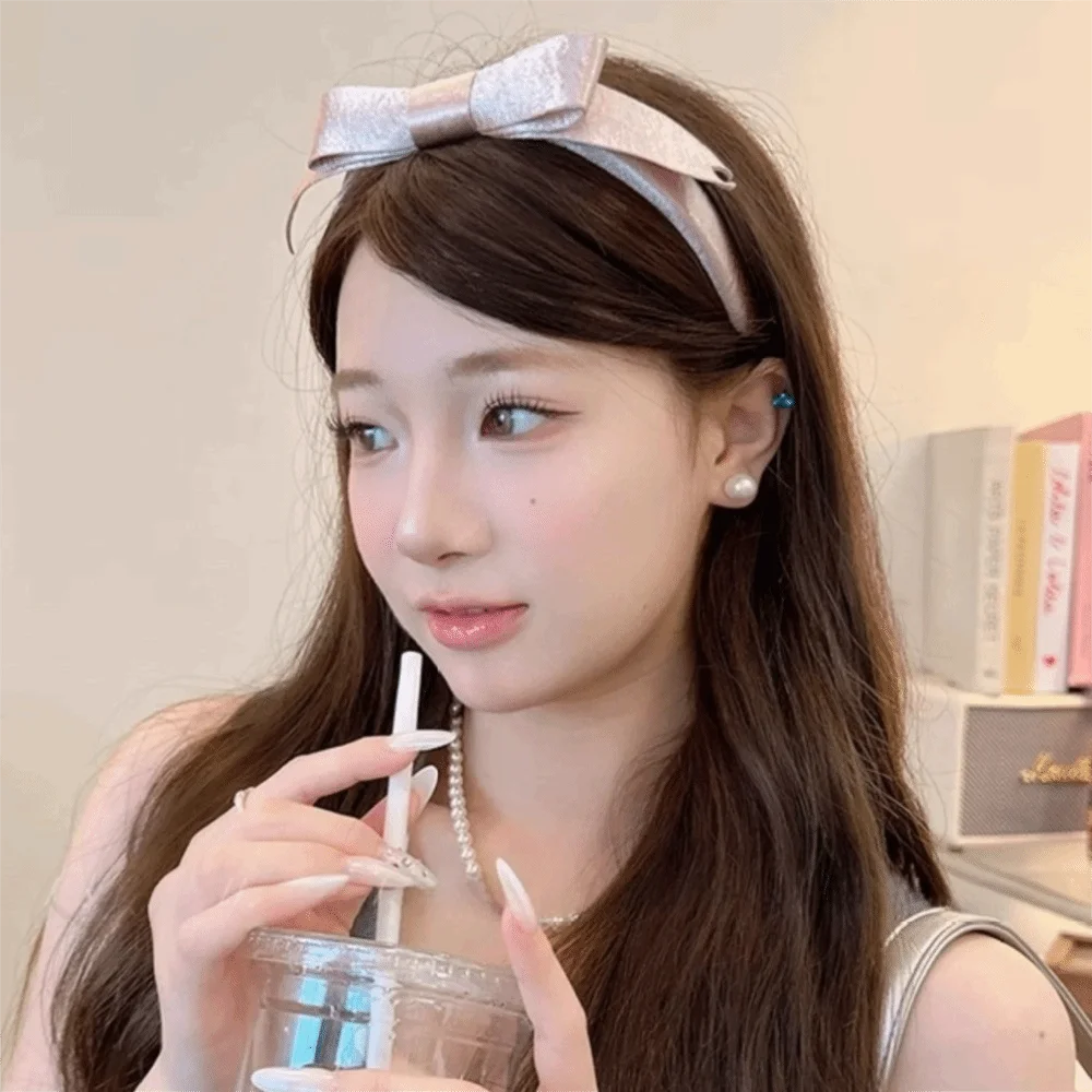 

Fashion Satin Bow Headband Non-Slip Plastic Balletcore Hair Band Headwear Thin Women Hairband Hair Accessories