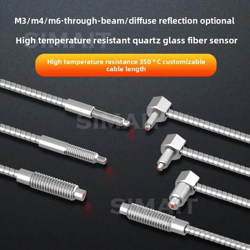 350°C High-Temp Fiber Optic Sensor System | Customizable Amplifier & Probe with M3/M4/M6 Threads | For Extreme Environments