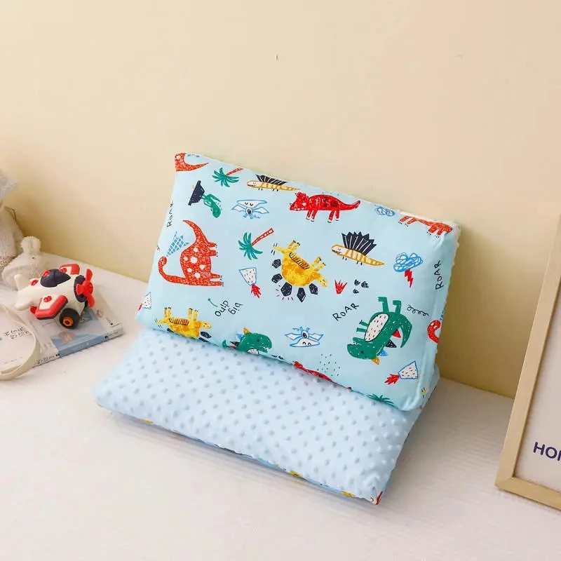 1 Pc Short Plush Baby Pillow Case With Zipper Double-sided Use Children's Pillow Case 100% Cotton Kindergarten Nap Pillow Cover