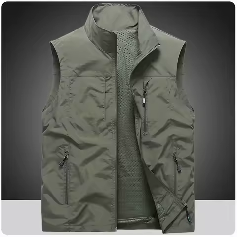 Plus Size 7XL 8XL Autumn Mens Sleeveless Vest Outdoor Safari Fishing Travel Photo Hiking Waistcoats Men Breathable Working Vests