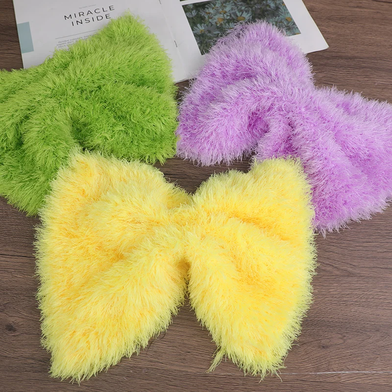 

400g Imitation Fur Velvet Feather Eyelash Yarn Stick Needle Thick Thread Hand-Woven Suitable Knitting Large Outwear Pajama Scarf