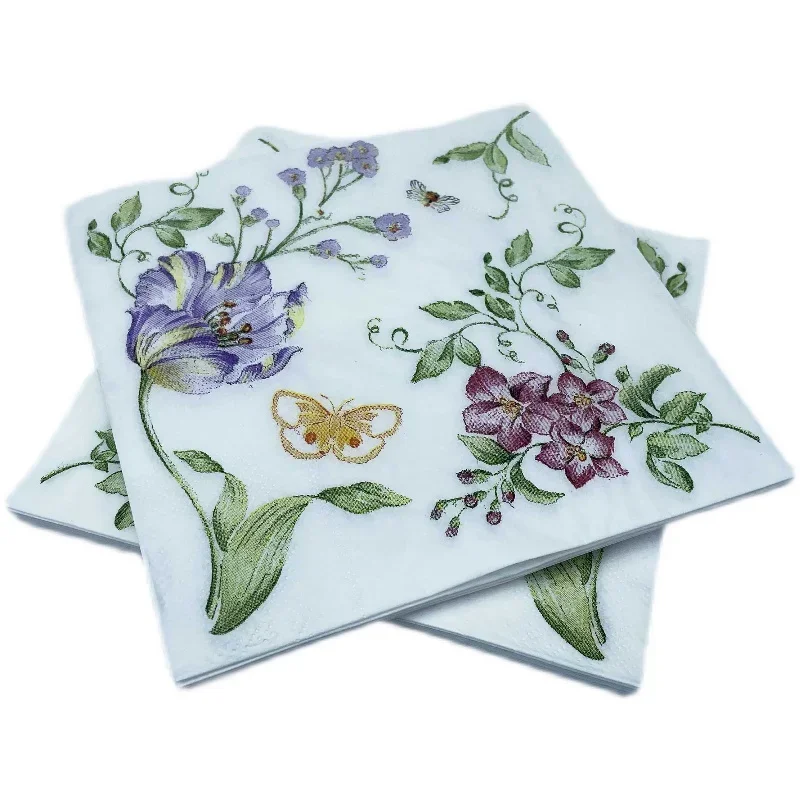 Colourful Printed Napkins Creative Plate Bone Bart Floral Square Paper Napkin Party Wedding Restaurant Paper Placemats 20pcs/pac