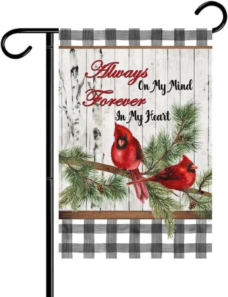 Cardinal Bereavement Double-Sided Welcome Garden Flag 12x18 Fall Yard Decor Outdoor Flag for Farm and Patio