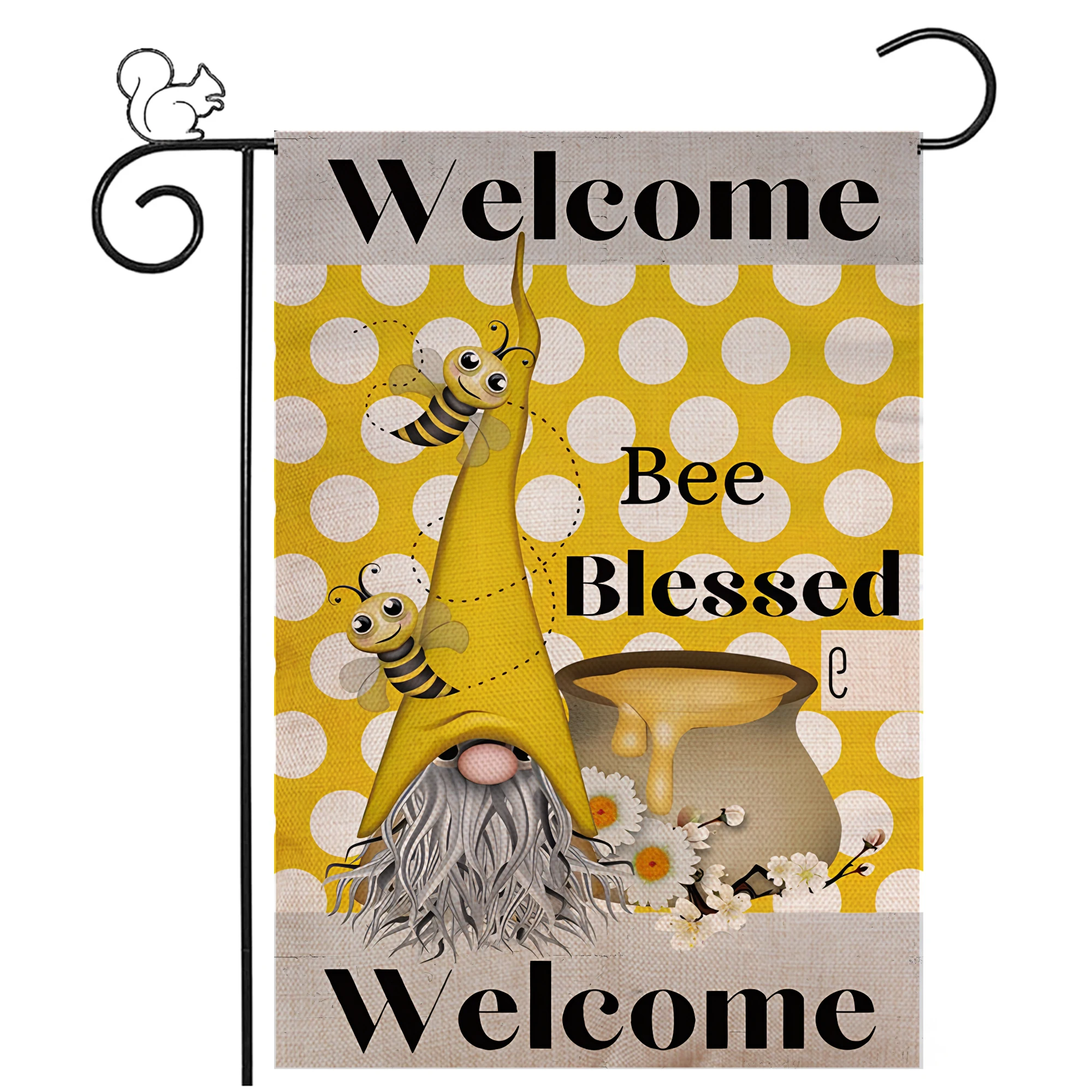 

Bee Blessed House Flag Gnome Garden Flag 12×18 Inch Double Sided Outdoor Decor Farmhouse Decoration Seasonal Welcome Yard Flag