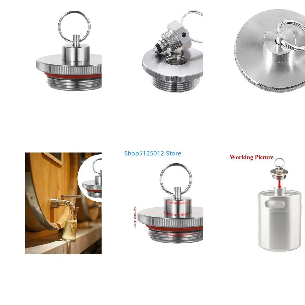 G8TC Miniature Beer Brewing Kegs Caps Stainless Steel Threaded Two Vent Pressure Cover Closure with for Homebrew Container
