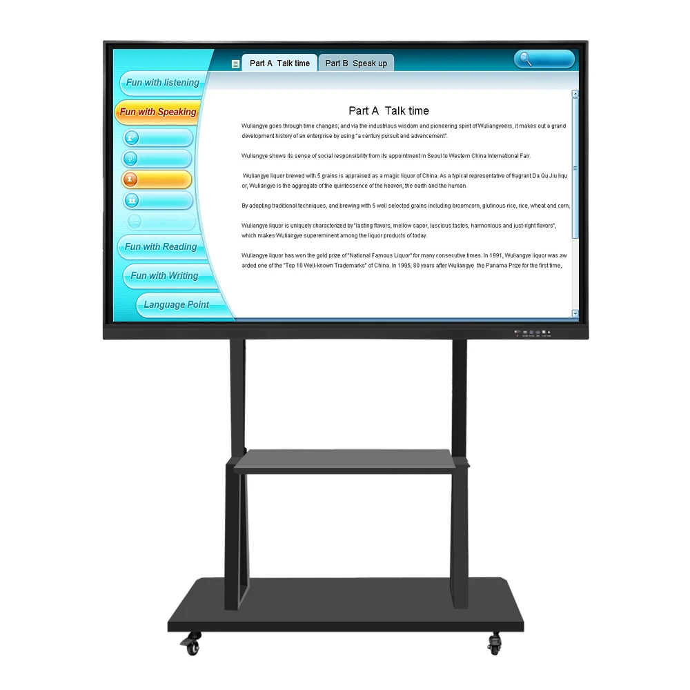 55 Inch Interactive Mobile White Board Smart Class Interactive Whiteboard All In One Pc Computer Digital Whiteboard