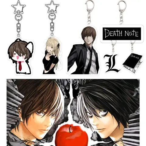 Death Note Keychain L Misa Amane Anime Cartoon Game Jewelry Fashion Figure Yagami Light Transparent Acrylic Ornaments Girl Gift