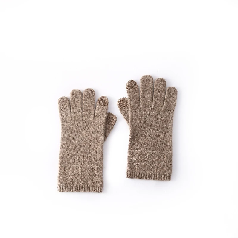2025 Autumn Winter New 100% Cashmere Men and Women Gloves Warm Windproof Cold-proof Finger Gloves Touch Screen Knitted Gloves
