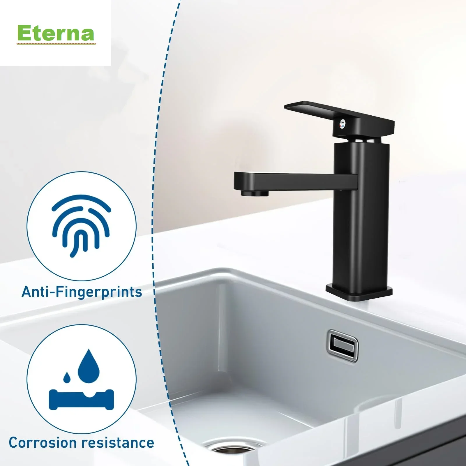 Black ABS Hot & Cold Mixer Faucet Multifunctional Tap Comes with 2 Inlet Hoses for Kitchen and Bathroom Sink