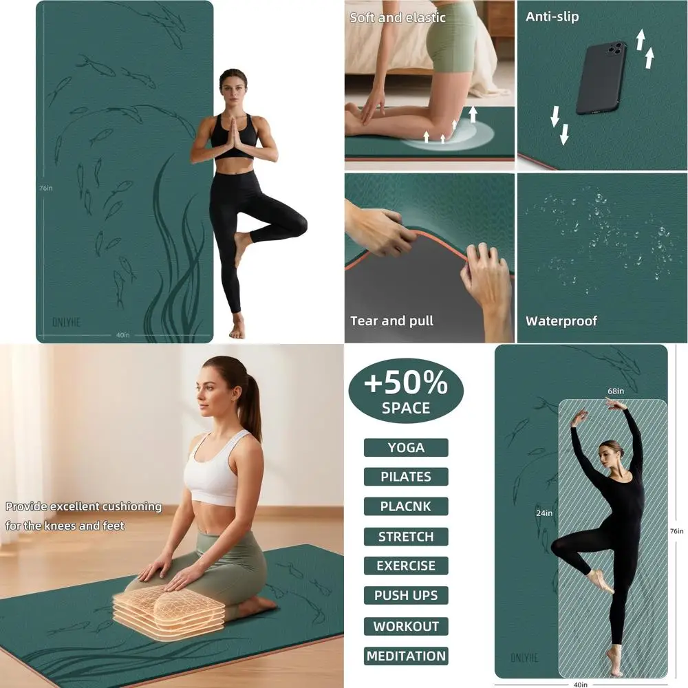 

Толстый коврик для йоги из ТПЭ 76x40 см для мужчин и женщин, большой нескользящий коврик для упражнений в спортзале, пилатеса и тренировок