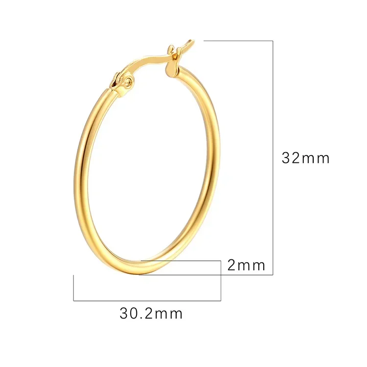 Men‘s Hoops Stainless Steel Round Circle Earrings for Women Man Gold Silver Color Not Fade Ear Rings Male Jewelry