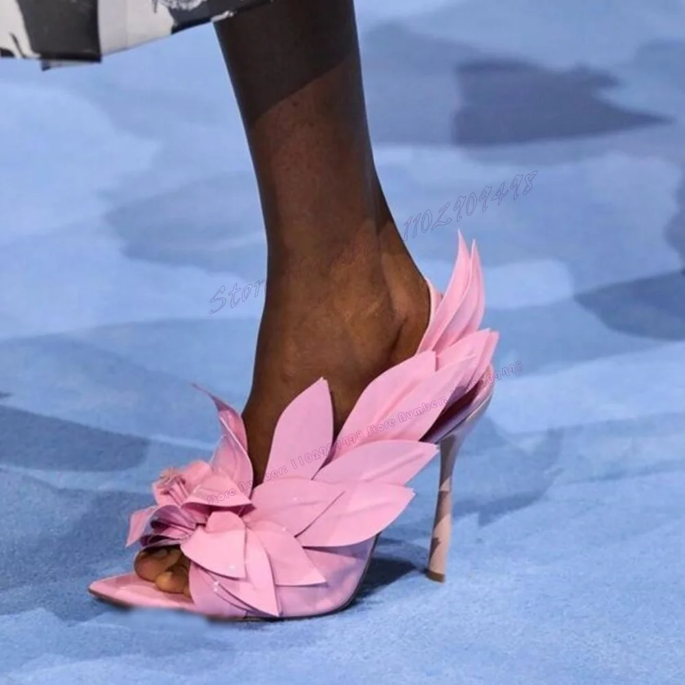 Flower Crystal Slingback Sandals Peep Toe Shoes for Women Stilettos High Heels Sexy Lady Luxury Shoes 2024 Zapatos Para Mujere