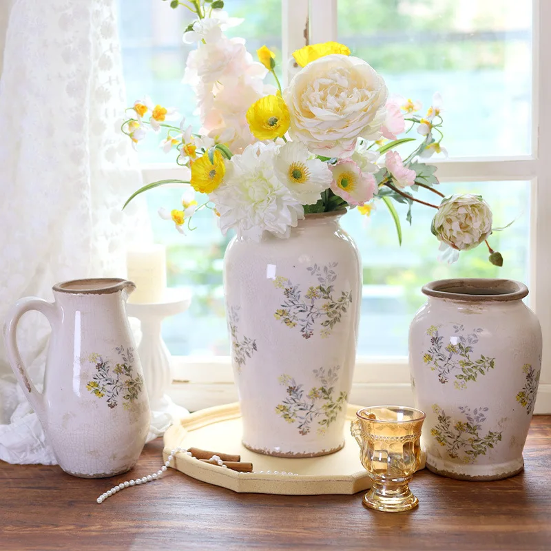 Rustic Vintage Ceramic Vase for Flower Arranging - Premium Water Cultivation Flower Vase, Home Décor Ornament
