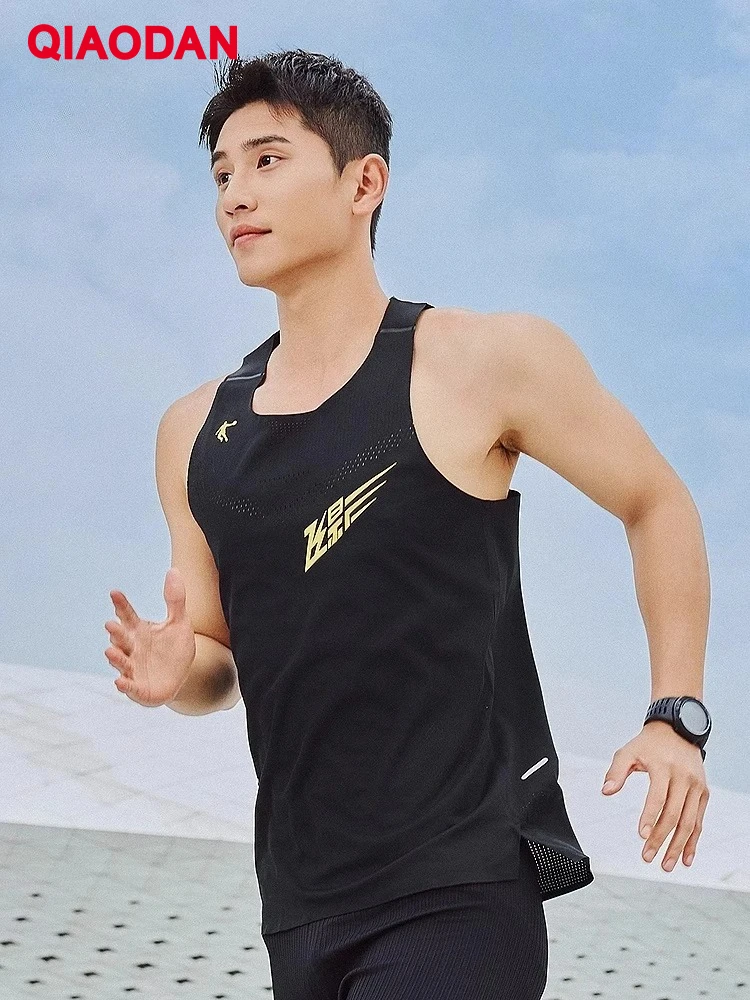 QIAODAN Feiying Men Marathon Tank Tops 2026 Breathable Running Singlet Black Gym Fitness Sport Sleeveless Vest Tees BVS23231232