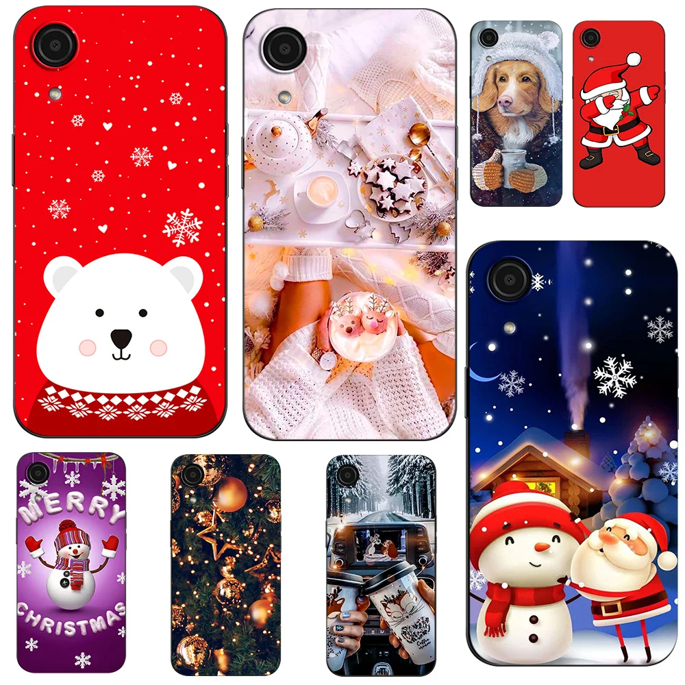 For Samsung Galaxy A03 Core Case SM-A032F A032F Phone Back Cover Silicone Soft black tpu case merry christmas winter snow