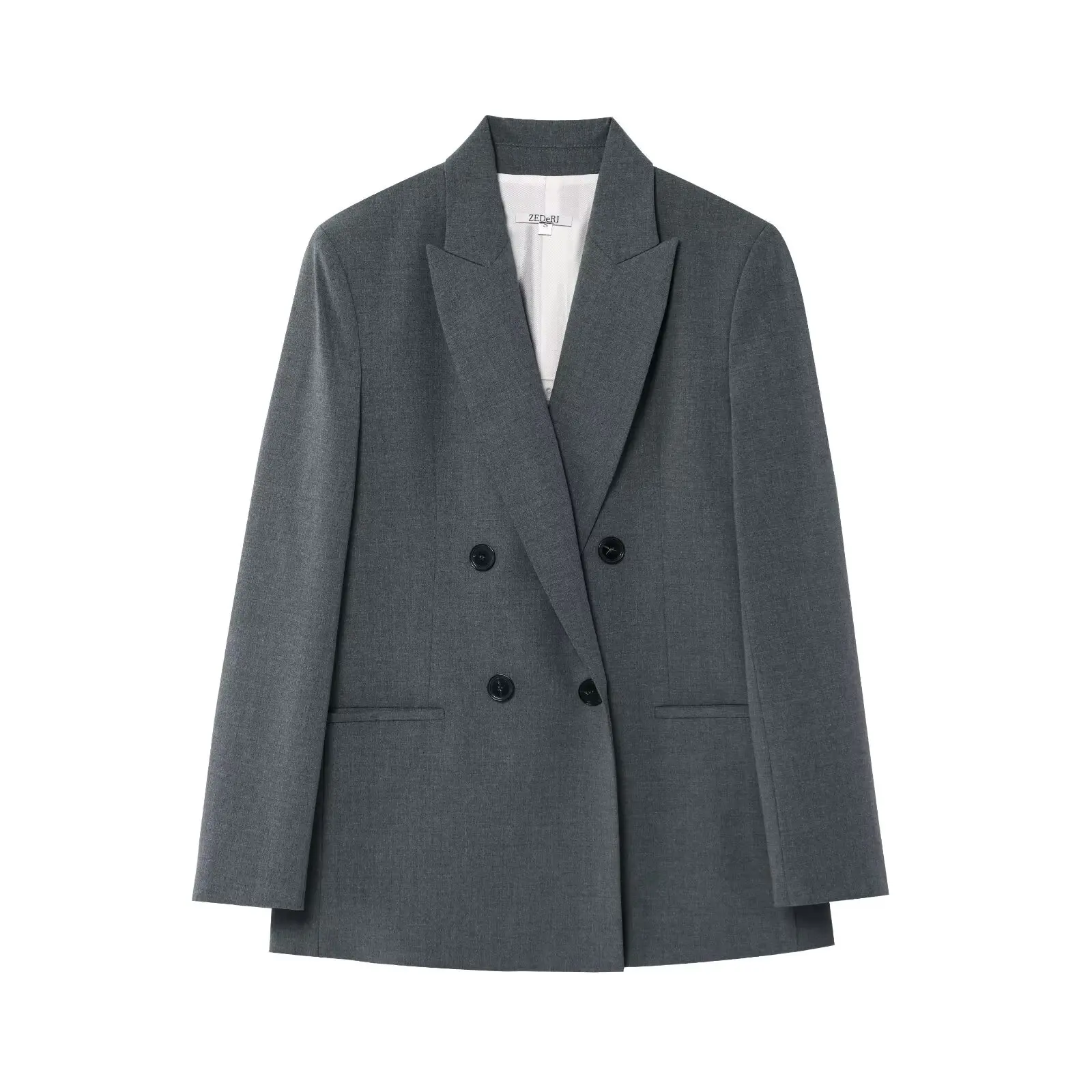 Shoulder Pad Suit Jacket Casual Pants Women's Fashion Set 2026 Spring Long Sleeve Button up Collar European Style Adult Size