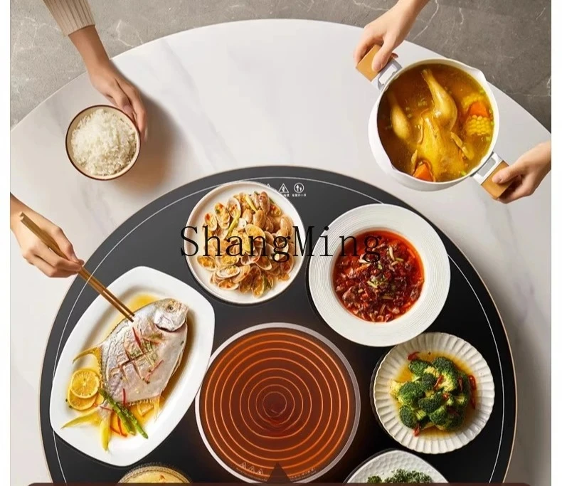 ZYY Household Multifunctional Heating Meal Insulation Board Magnetic Dining Table Round Turntable Electric Ceramic Furnace