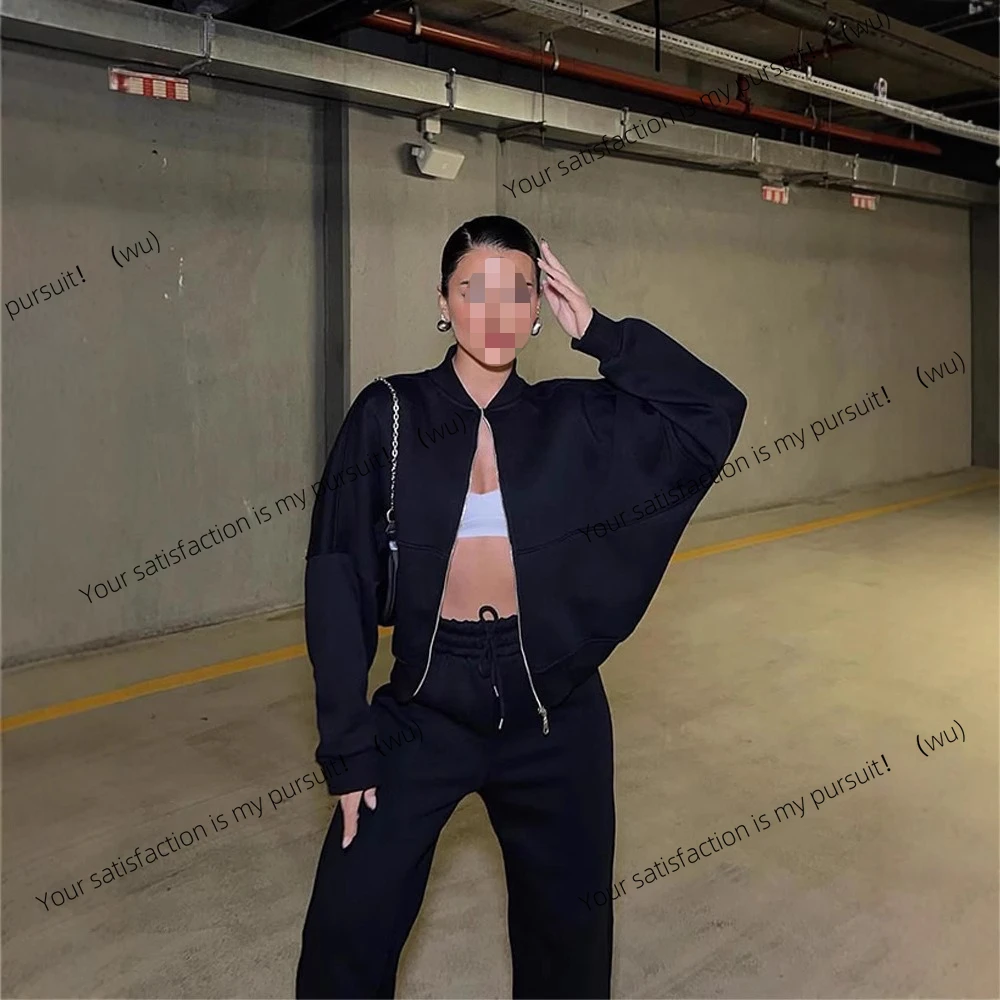 Cárdigan informal europeo y americano para otoño e invierno, conjunto deportivo de dos piezas a la moda para mujer