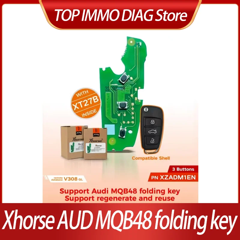 

Складной ключ Xhorse VVDI AUD MQB48 XZADM1EN с суперчипом XT27B для регенерации и повторного использования, аналог XT27A, XT57B, VVDI2 mini KEY tool max plus pad.