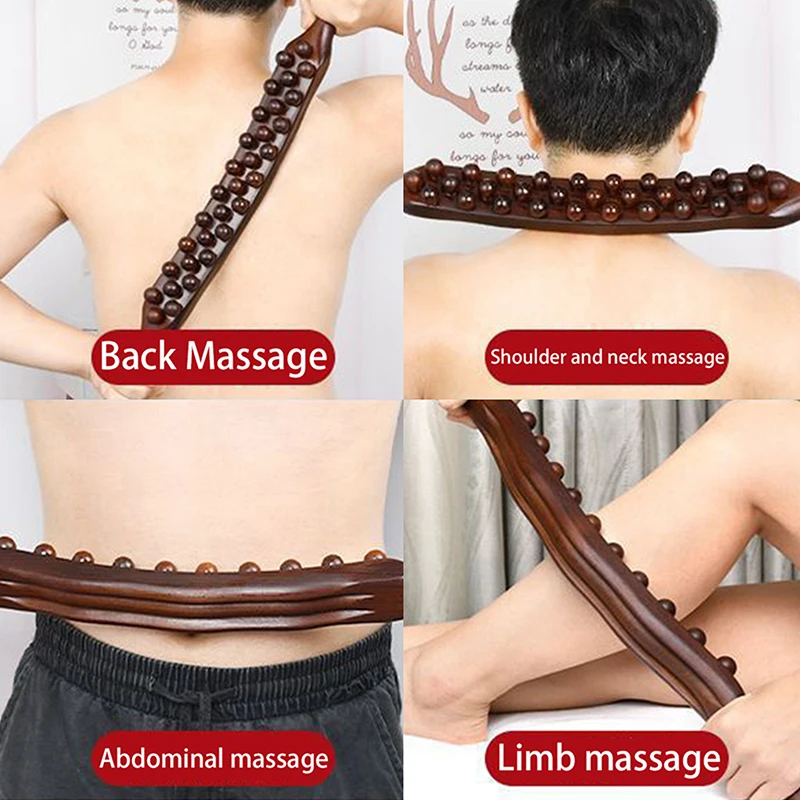 37 Beads Universal Back Massage Tendons Scraping Stick Point Treatment Gua Sha Relax Therapy Tool Abdominal Massager(Plastic)