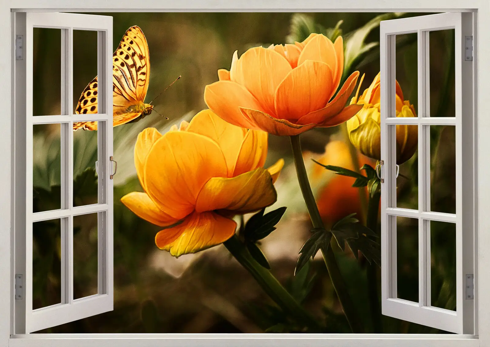 

Nature Flower Butterfly Beauty Window Art Film Print Silk Poster Home Wall Decor 24x36inch