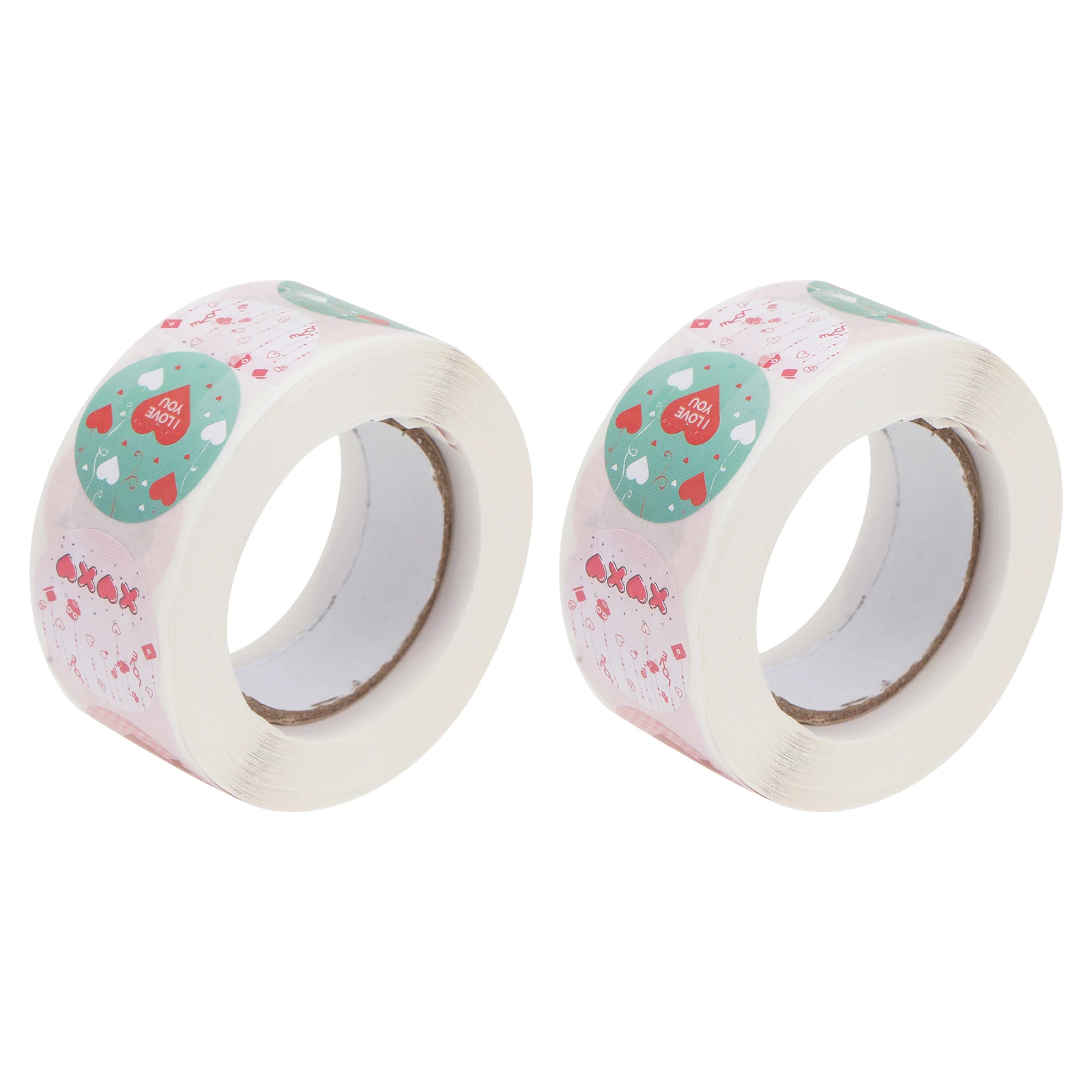 

2 Rolls Valentines Day Stickers Valentine's Heart Cartoon English Letter Label Gift Box Mall