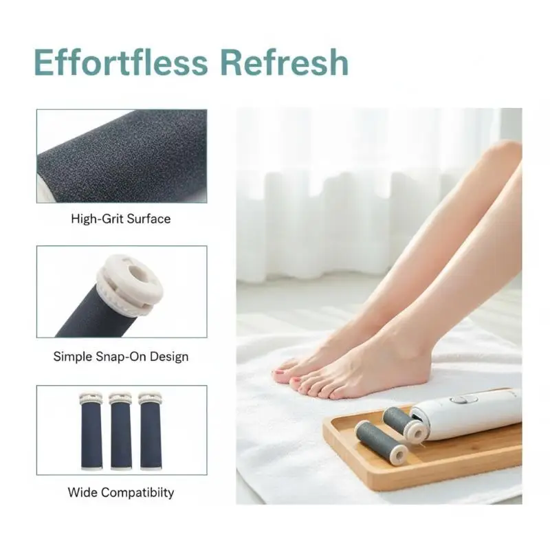 4Pcs Electric Foot File Replacement Rollers High Efficiency Dead Skin Removal Grinding Heads for Home Pedicure