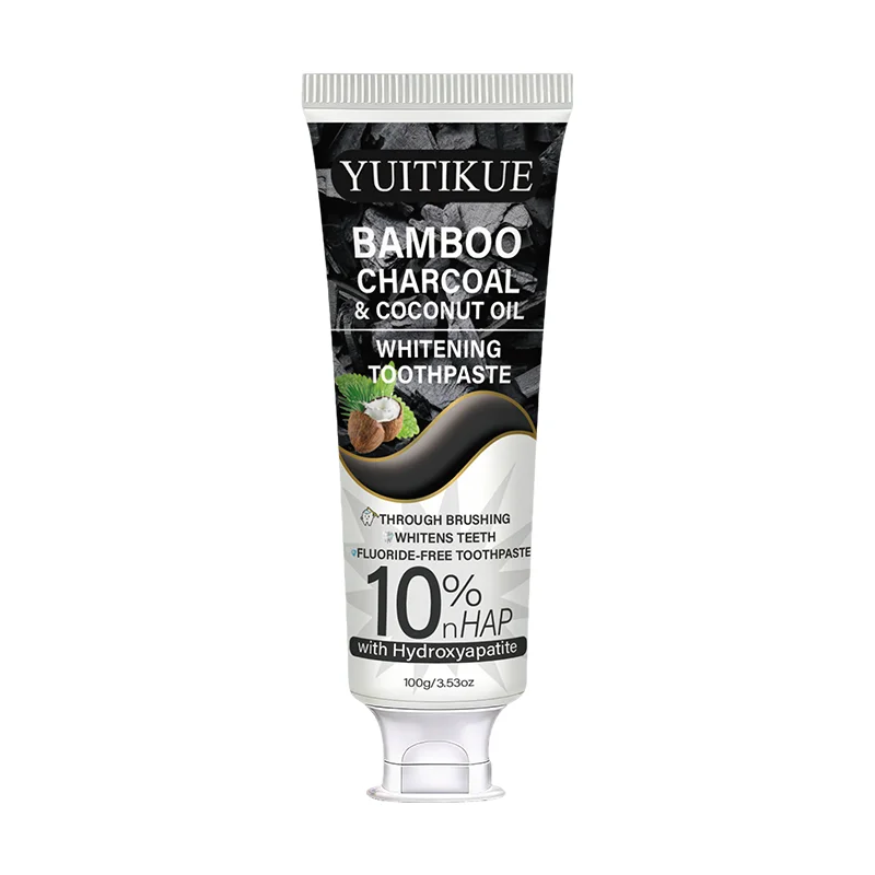 Dentifrice au charbon de bambou et à l'huile de coco YUITIKUE |   10% nHAP Hydroxyapatite |   Soins 