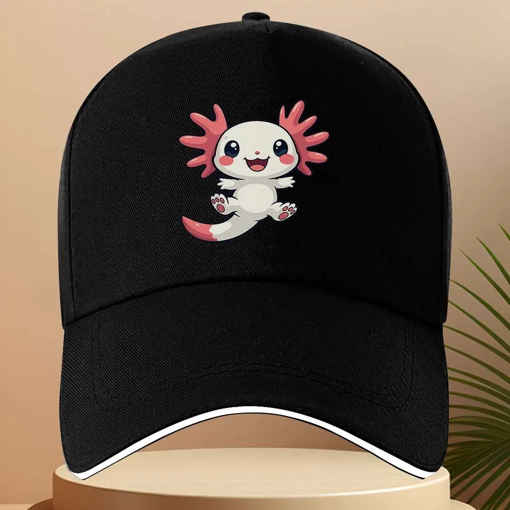 Cute Axolotl Graphic Baseball Cap Unisex Adjustable Polyester Casual Curved Brim Hat