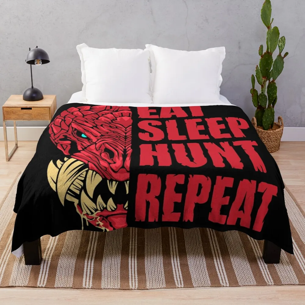 

Eat sleep hunt repeat Odogaron Throw Blanket Bed covers Shaggy Beach Cute Blankets