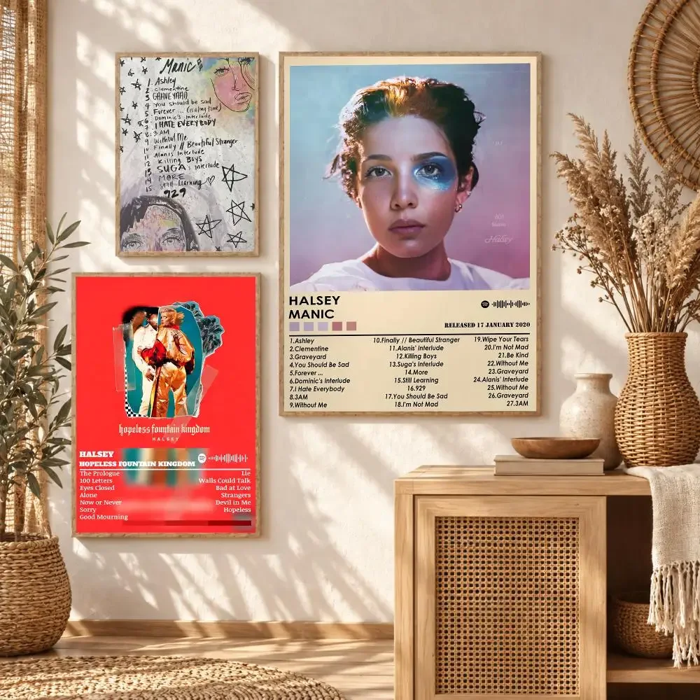 Singer H-Halsey Rapper Painting Calligraphy Modern Canvas Wall Art Prints for Living Room Decor | Wall Decals