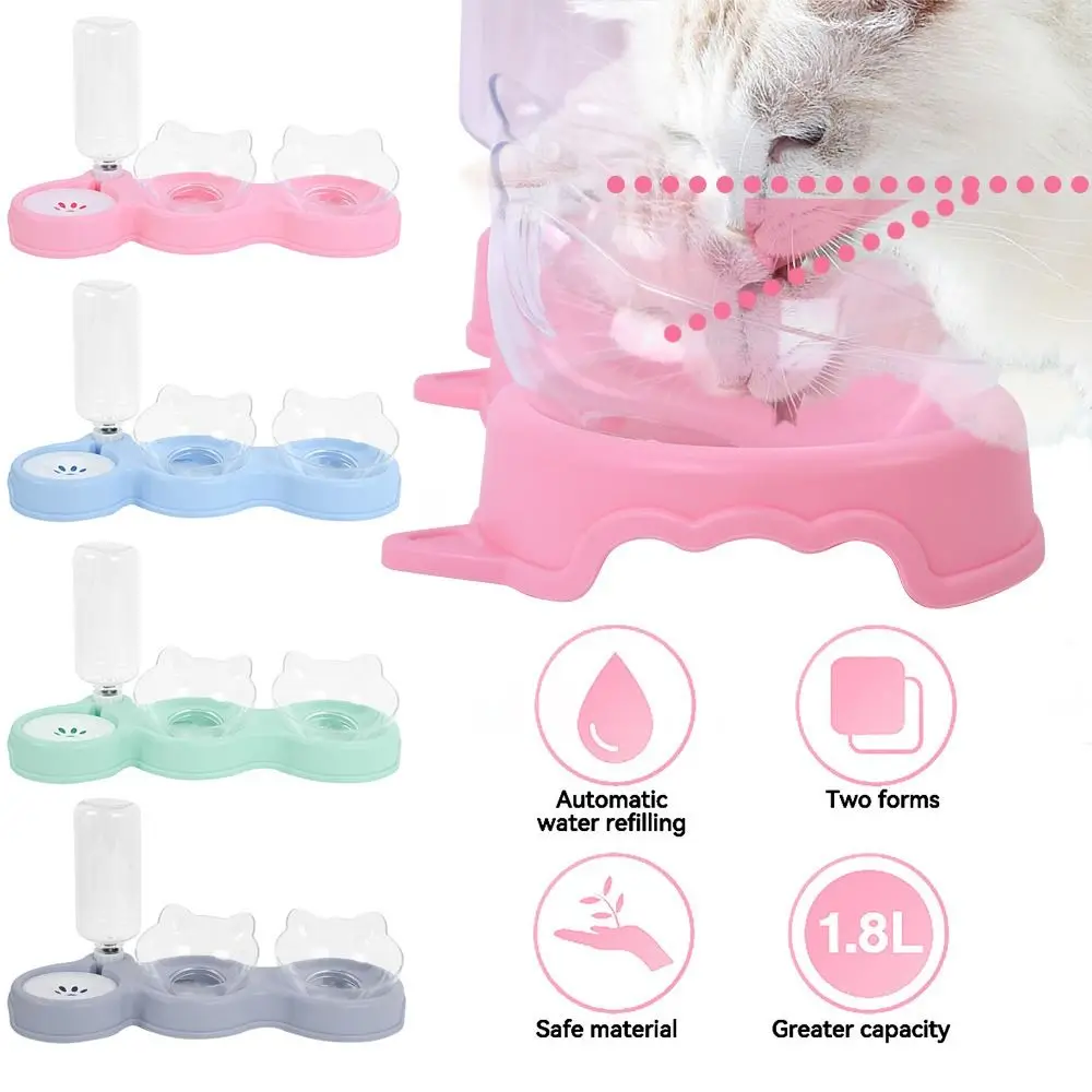 Pet Automatic Feeder Dogs Cats Food Bowl with Water Fountain Double Bowl Kitten Puppy Drinking Cup