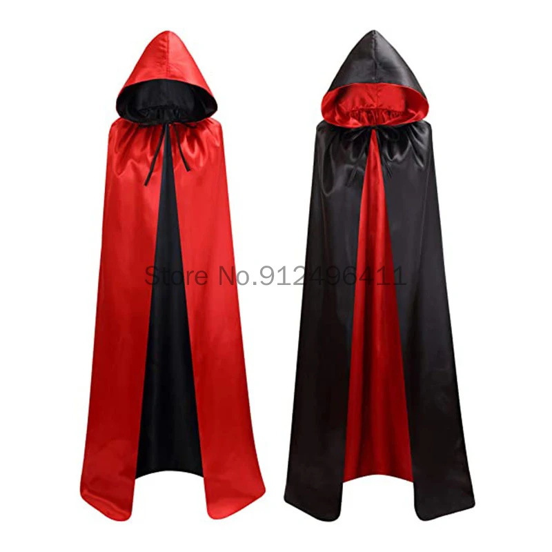 2024 Unisex Halloween Christmas Witch Party Reversible Hooded Adult Kids Vampires Cosplay Cape Costume