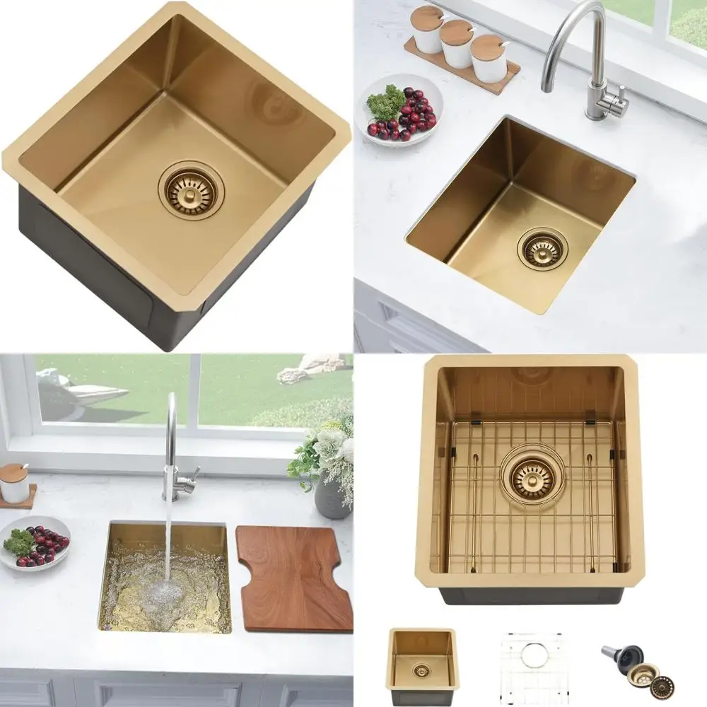 Pia de Cozinha de Aço Inoxidável de 13 x 15 Polegadas para Instalação Embutida, Cuba Única, para Pequenos Bares e Uso em RVs