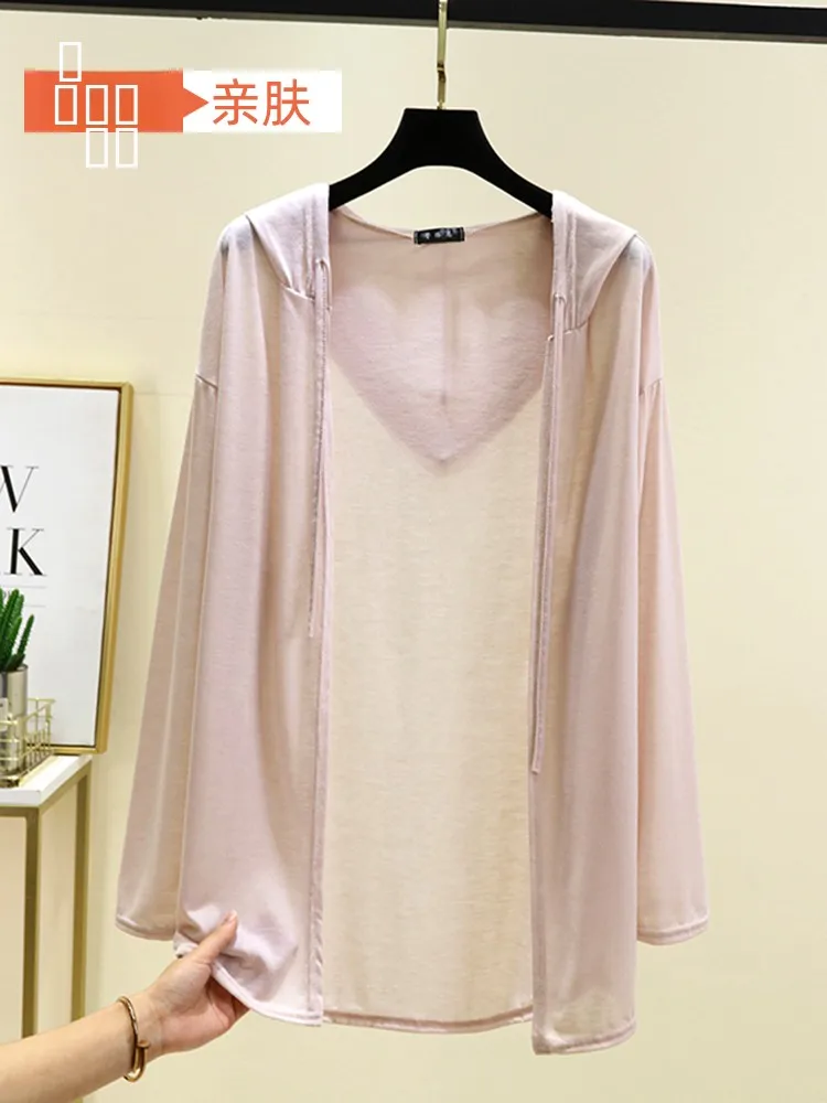 

Women's Summer Thin Long Sve Hooded Sun Protection Clothing Loose plus Size oulder Wrap Outerwear Pure Color Air Conditi...