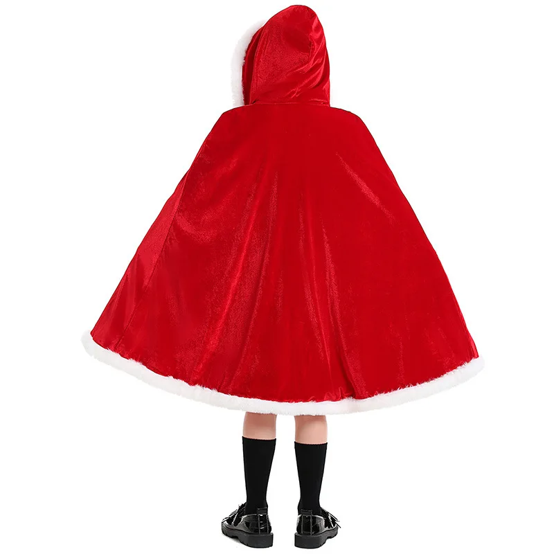 Capa de Navidad de lujo para adultos y niños, disfraz de Papá Noel con capucha para Cosplay y fiesta