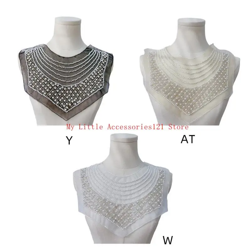 

Polyester Mesh Collar Applique Beadwork Hand Sewing Collar Decorative Patches Corsage For Formal Occasion Party Dress
