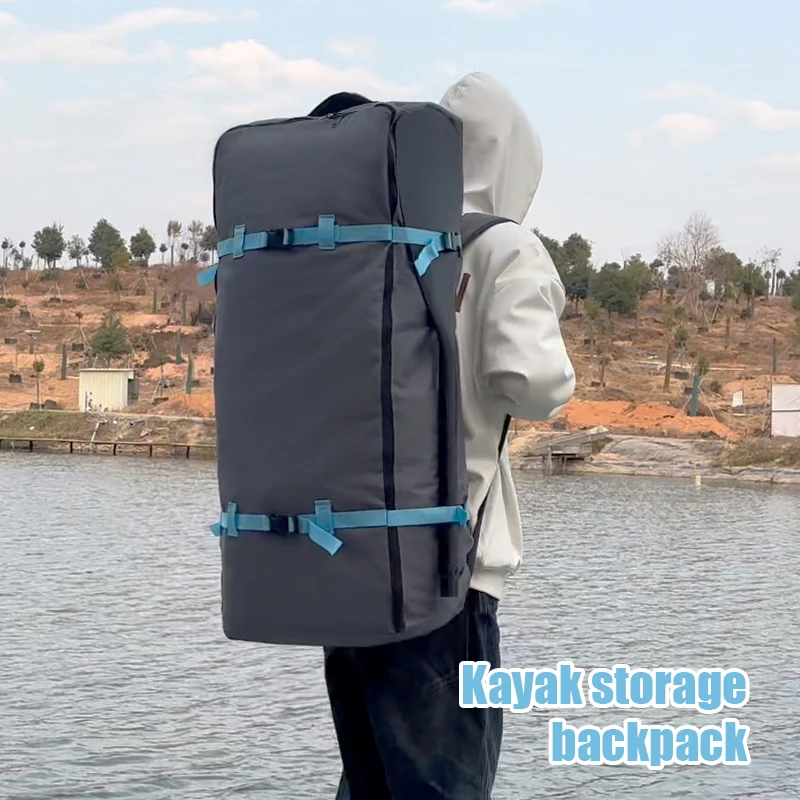 Gray Oxford Cloth Paddle Board Backpack with External Reinforced Straps, Inflatable Surfboard Backpack, Portable Kayak Water Sports Equipment Large-Capacity Storage Bag view 6