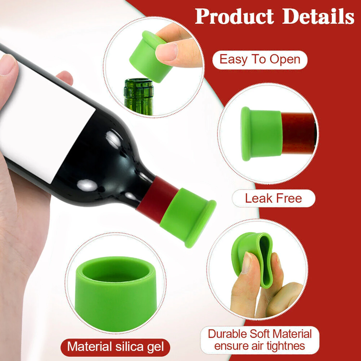 8Pcs Wine Stoppers Reusable Silicone Wine Corks Wine Bottle Stopper Beverages Beer Champagne Sealed Bottle Cap Keep Wine Fresh