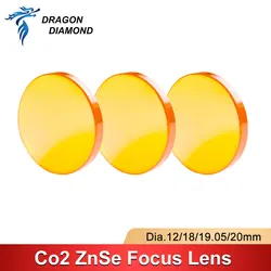 China Co2 PVD ZnSe Focus Lens Dia 12mm 18mm 19.05mm 20mm FL 38.1 50.8 63.5 76.2 101.6mm For Laser Engraving Cutting Machine