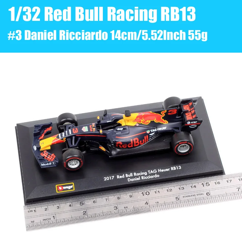 BBurago 1/32 Scale Red Bull Racer RB13 #33 Max Verstappen #3 Daniel Ricciardo Diecast Toy Vehicles Racing Model 2017 Acrylic