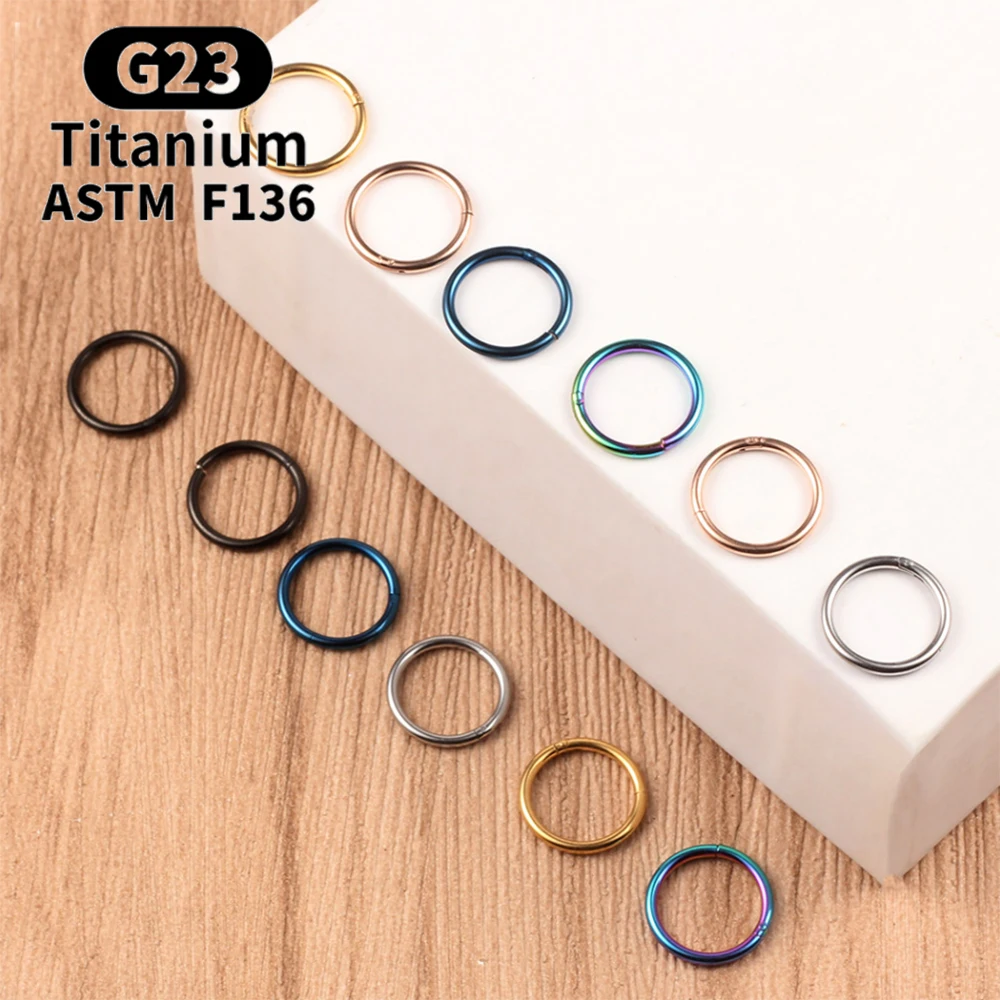 G23 Titanium Nose Rings Mixed Color Body Clips Hoop For Women Men Cartilage Piercing Jewelry Segment Lip Ear L Ring Hoop